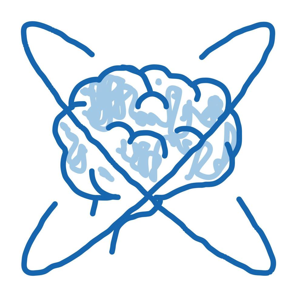 cerebro en el centro del átomo doodle icono dibujado a mano ilustración vector