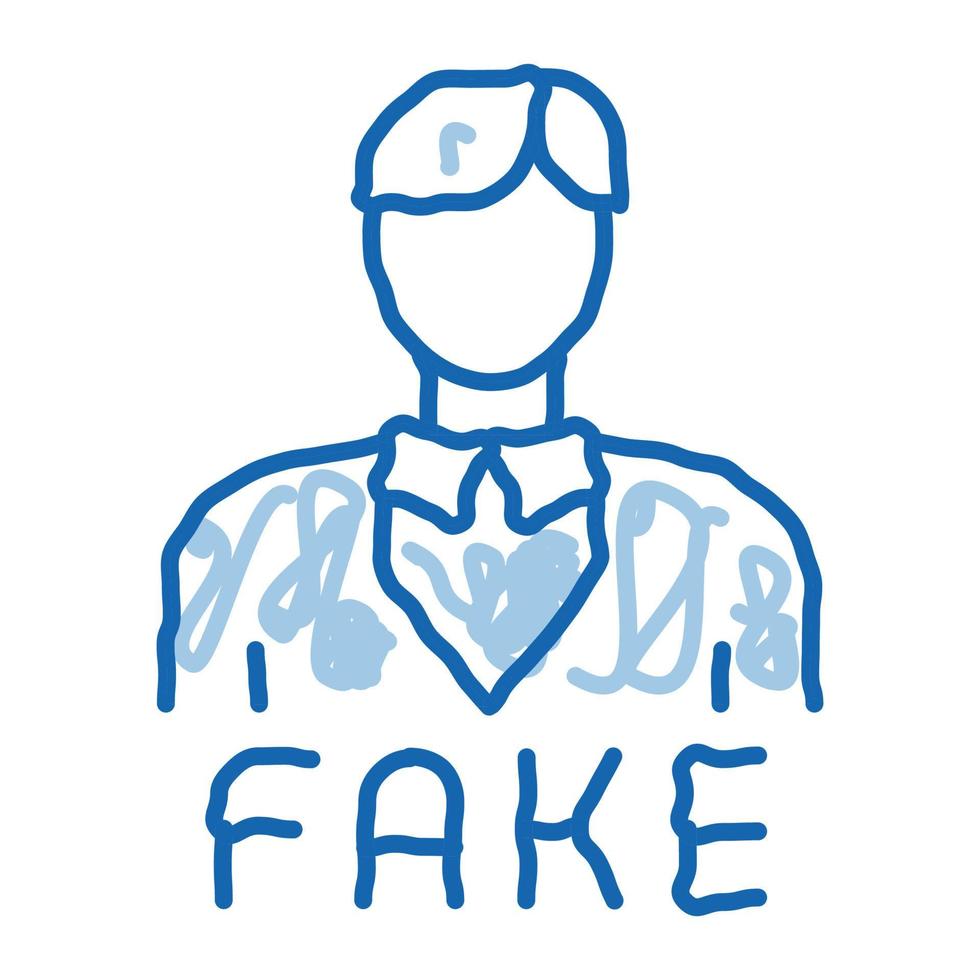 man fake photo doodle icon hand drawn illustration vector