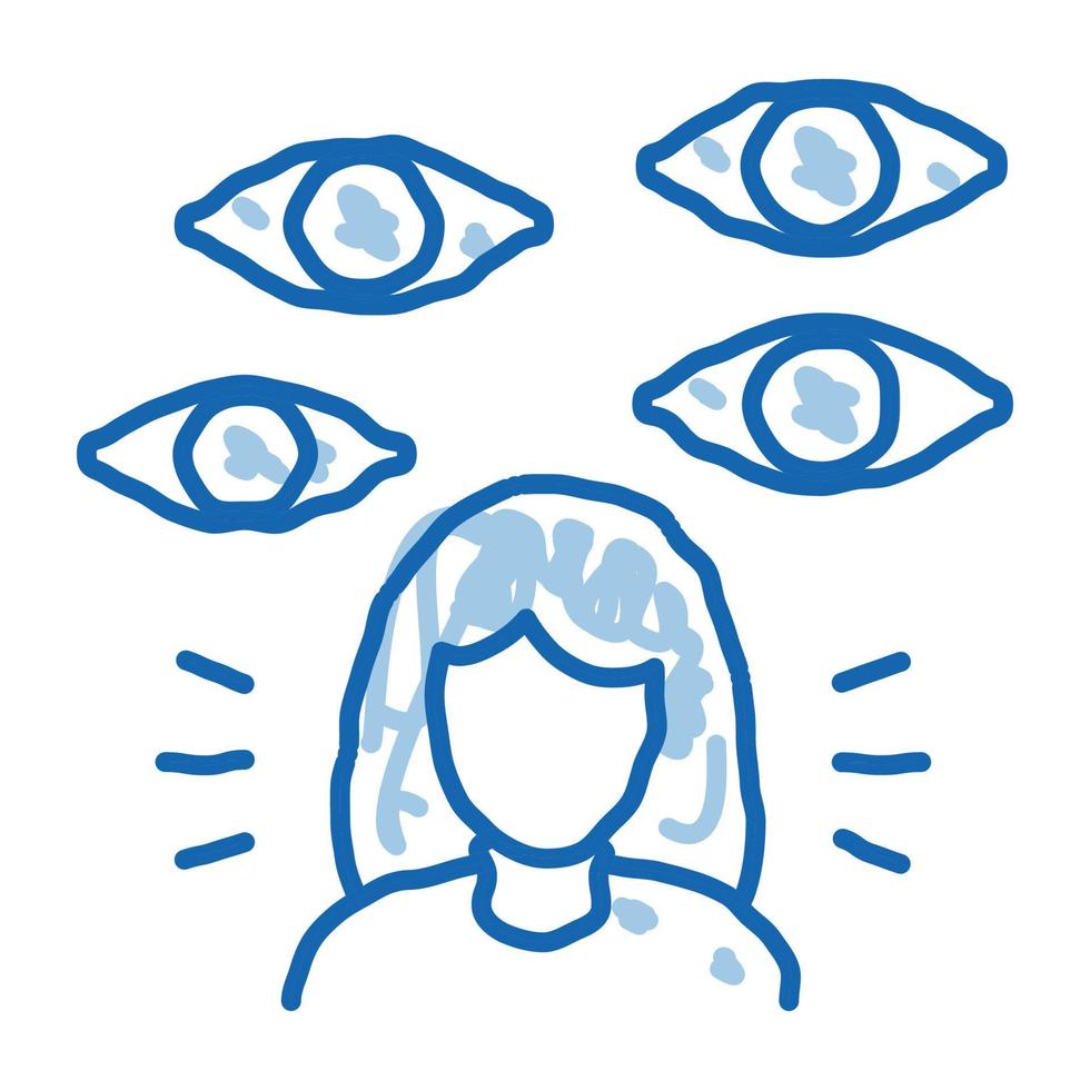 eyes looking woman doodle icon hand drawn illustration vector