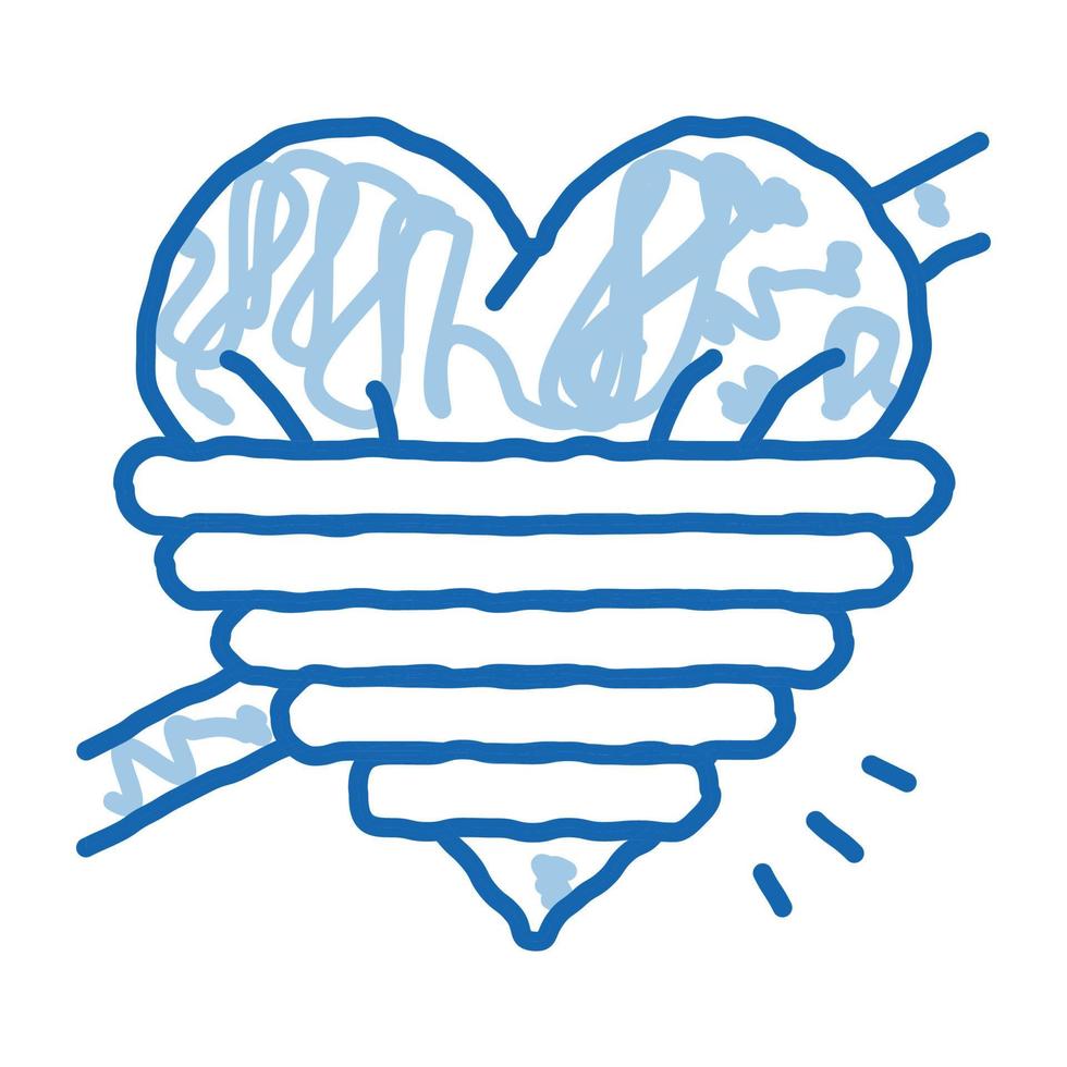 heart squeezed by rope doodle icon hand drawn illustration vector