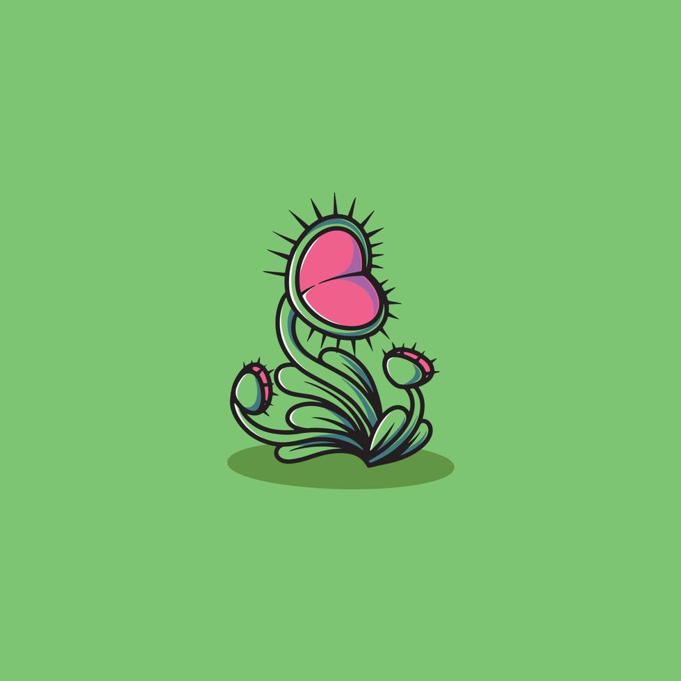 beautiful venus flytrap cartoon illustration vector