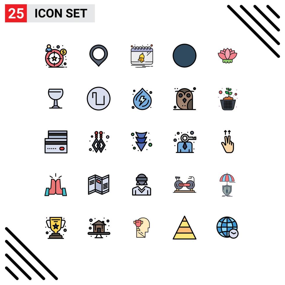 Modern Set of 25 Filled line Flat Colors and symbols such as drink chinese calendar china round Editable Vector Design Elements