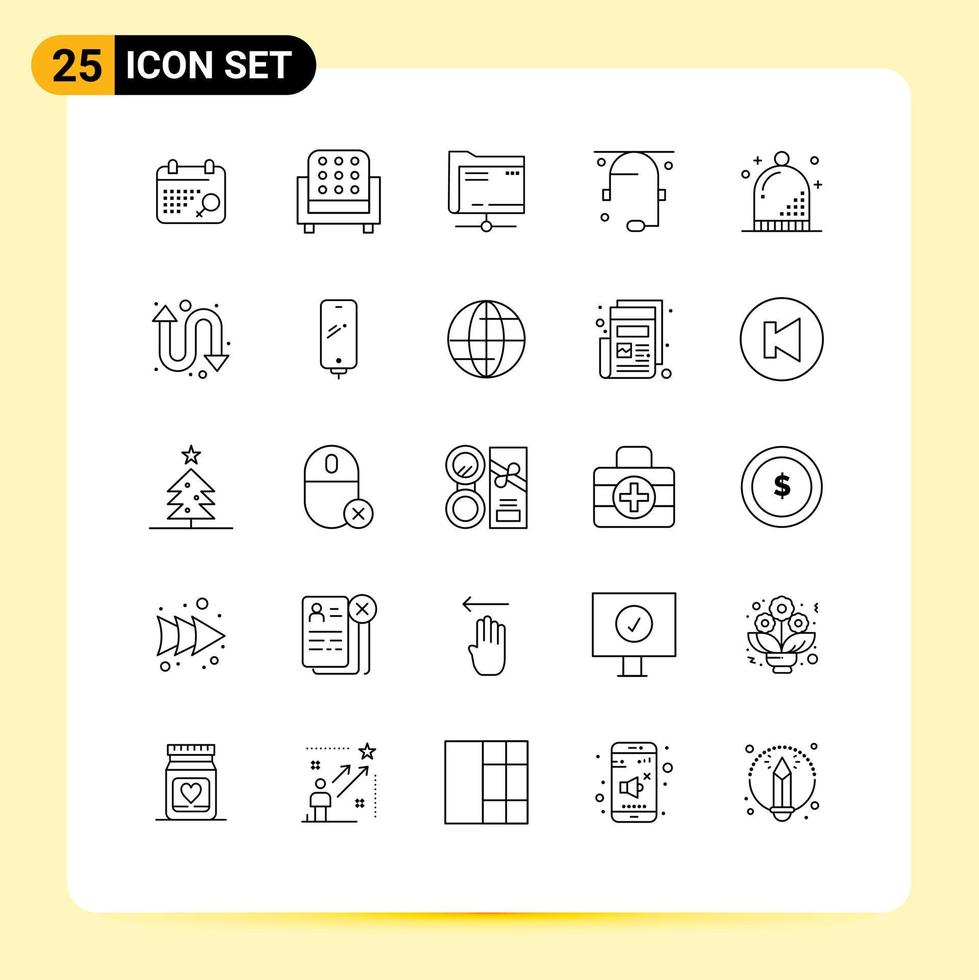 Set of 25 Commercial Lines pack for hat celebration data support conversation Editable Vector Design Elements
