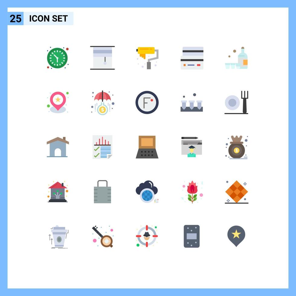 Group of 25 Flat Colors Signs and Symbols for shopping debit rolled credit roller Editable Vector Design Elements