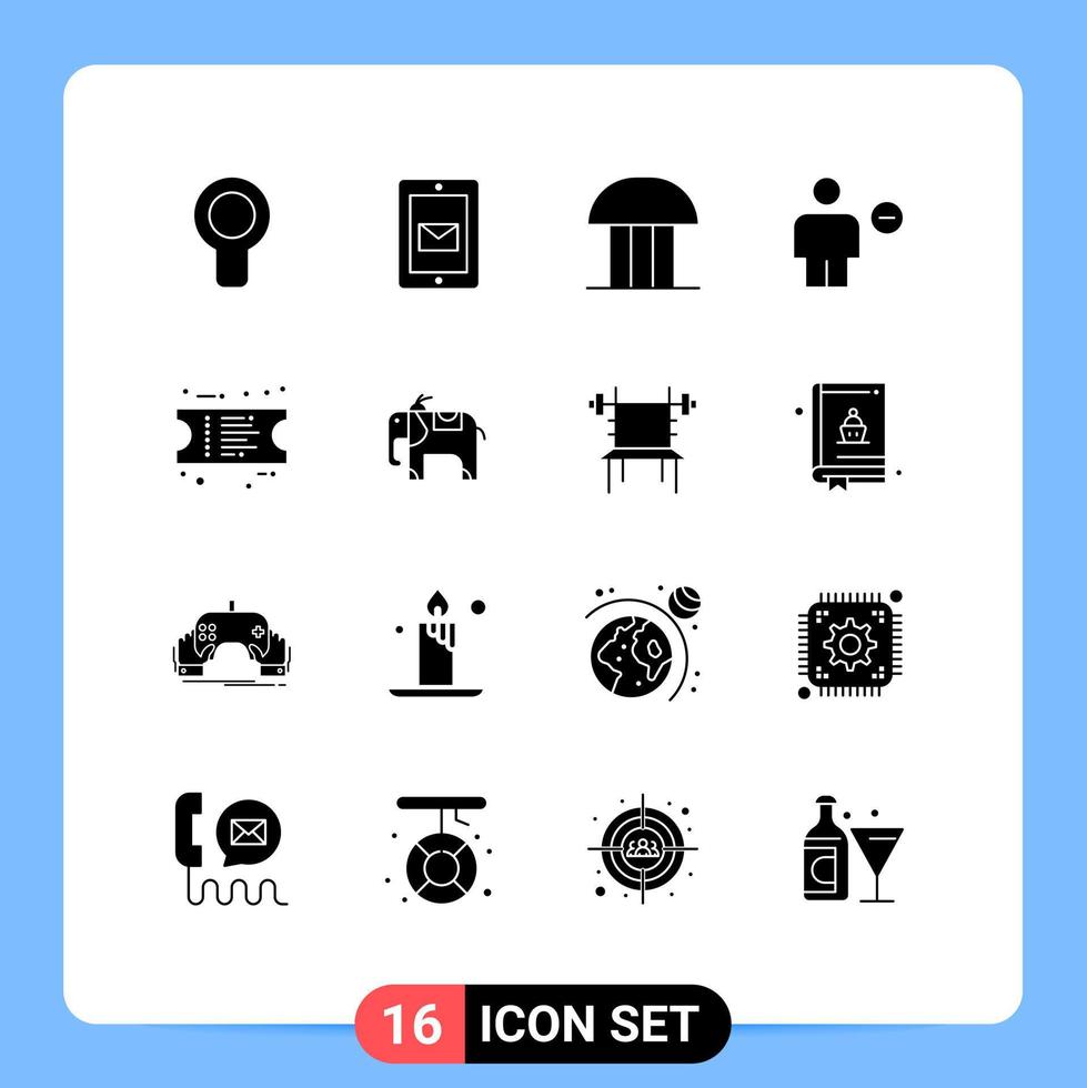 16 Creative Icons Modern Signs and Symbols of minus delete building body courthouse Editable Vector Design Elements