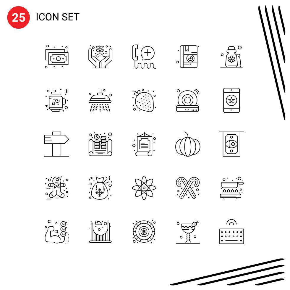 Universal Icon Symbols Group of 25 Modern Lines of grooming beauty customer book medical Editable Vector Design Elements