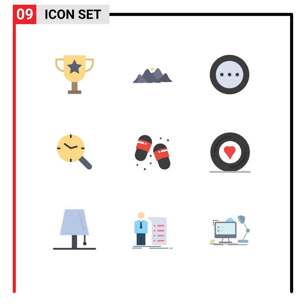 Set of 9 Modern UI Icons Symbols Signs for beach watch ellipsis research radio Editable Vector Design Elements