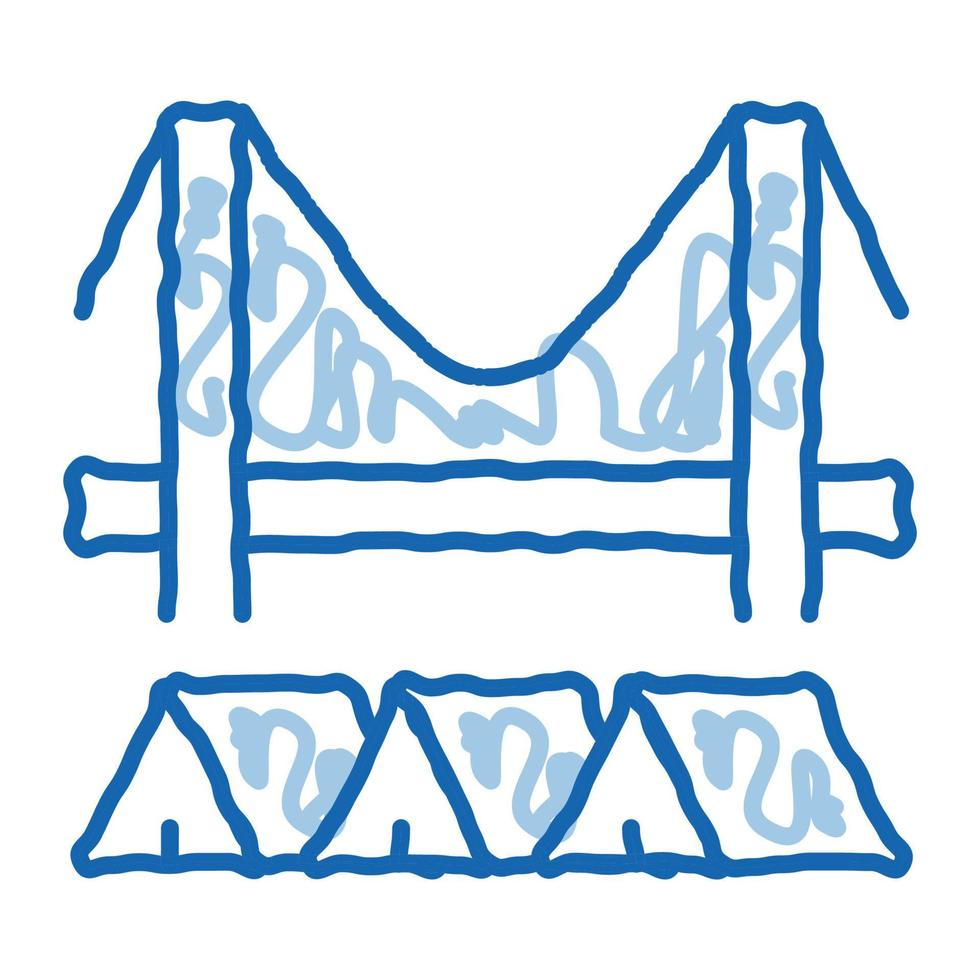 homeless tents under bridge doodle icon hand drawn illustration vector