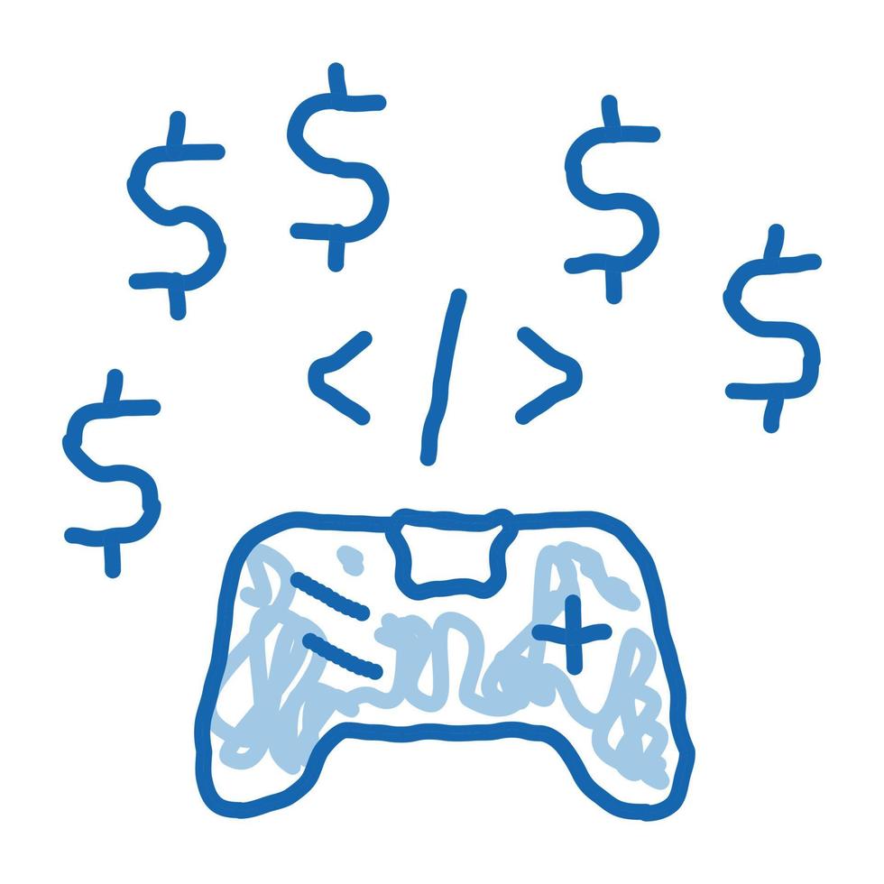 game coding and sell doodle icon hand drawn illustration vector