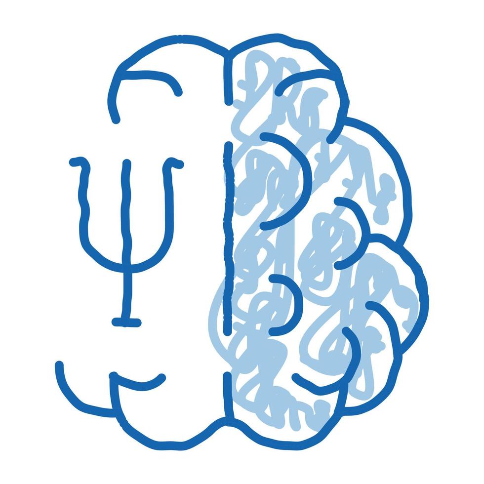 psychologically studied side of brain doodle icon hand drawn illustration vector