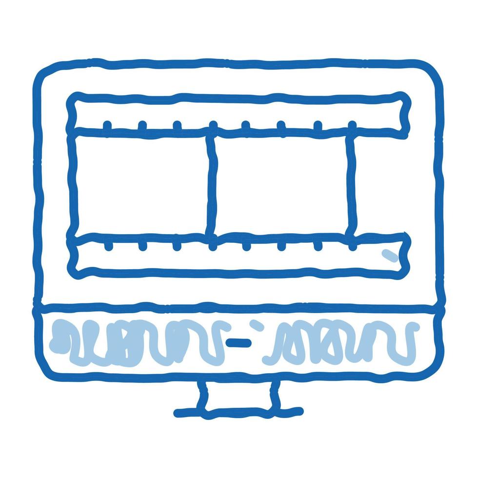 video temporary tape in computer doodle icon hand drawn illustration vector