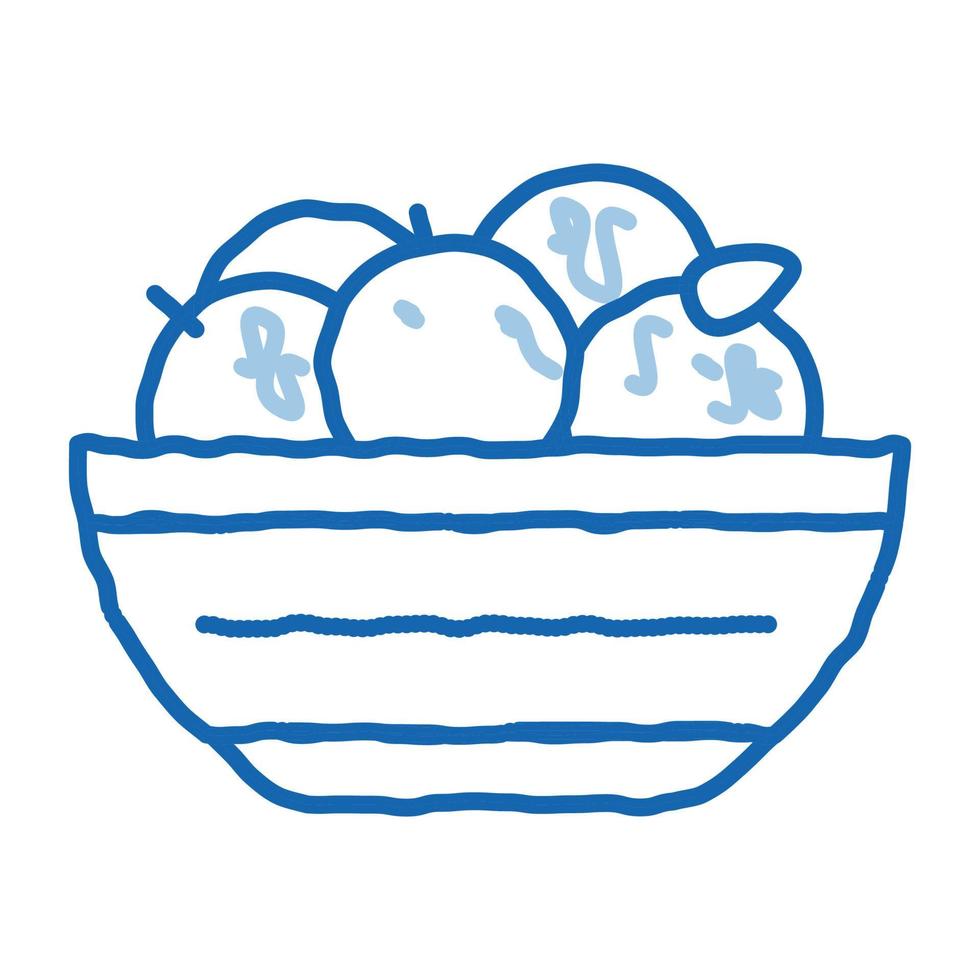 cuenco de naranjas doodle icono dibujado a mano ilustración vector