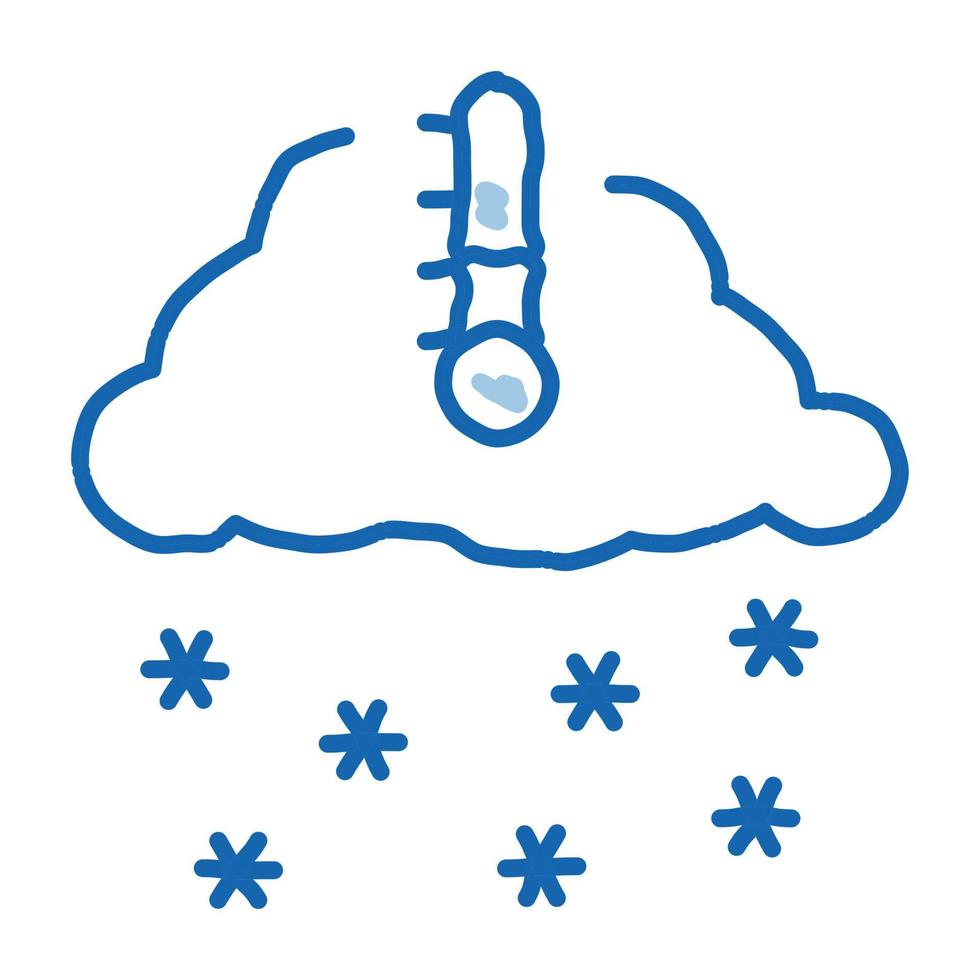 winter low temperature and snow doodle icon hand drawn illustration vector