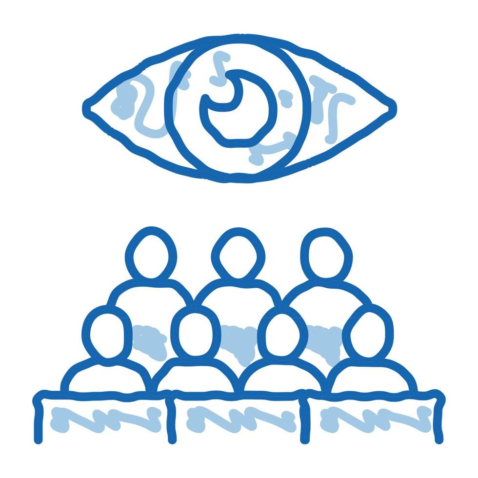 audience watching doodle icon hand drawn illustration vector