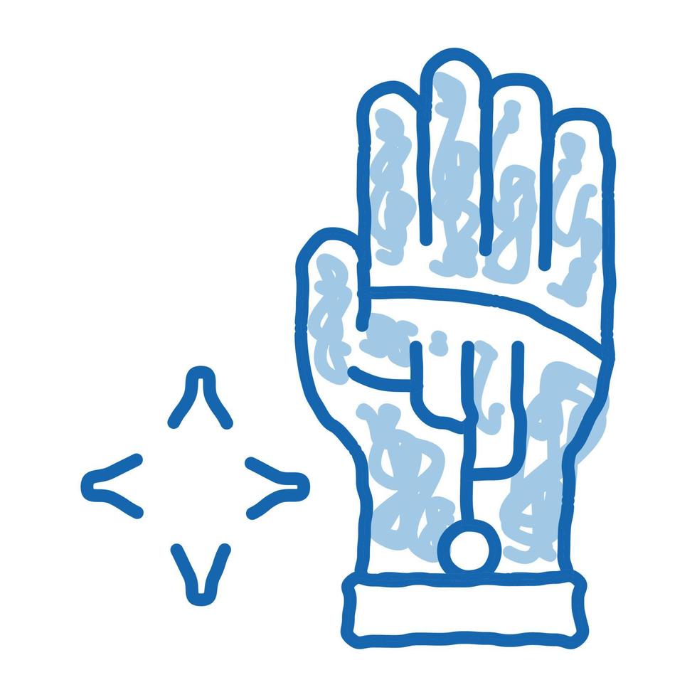 virtual glove technology doodle icon hand drawn illustration vector