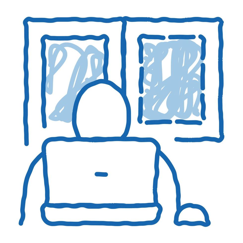 vidrio de ventana en la sala de trabajo icono de garabato ilustración dibujada a mano vector