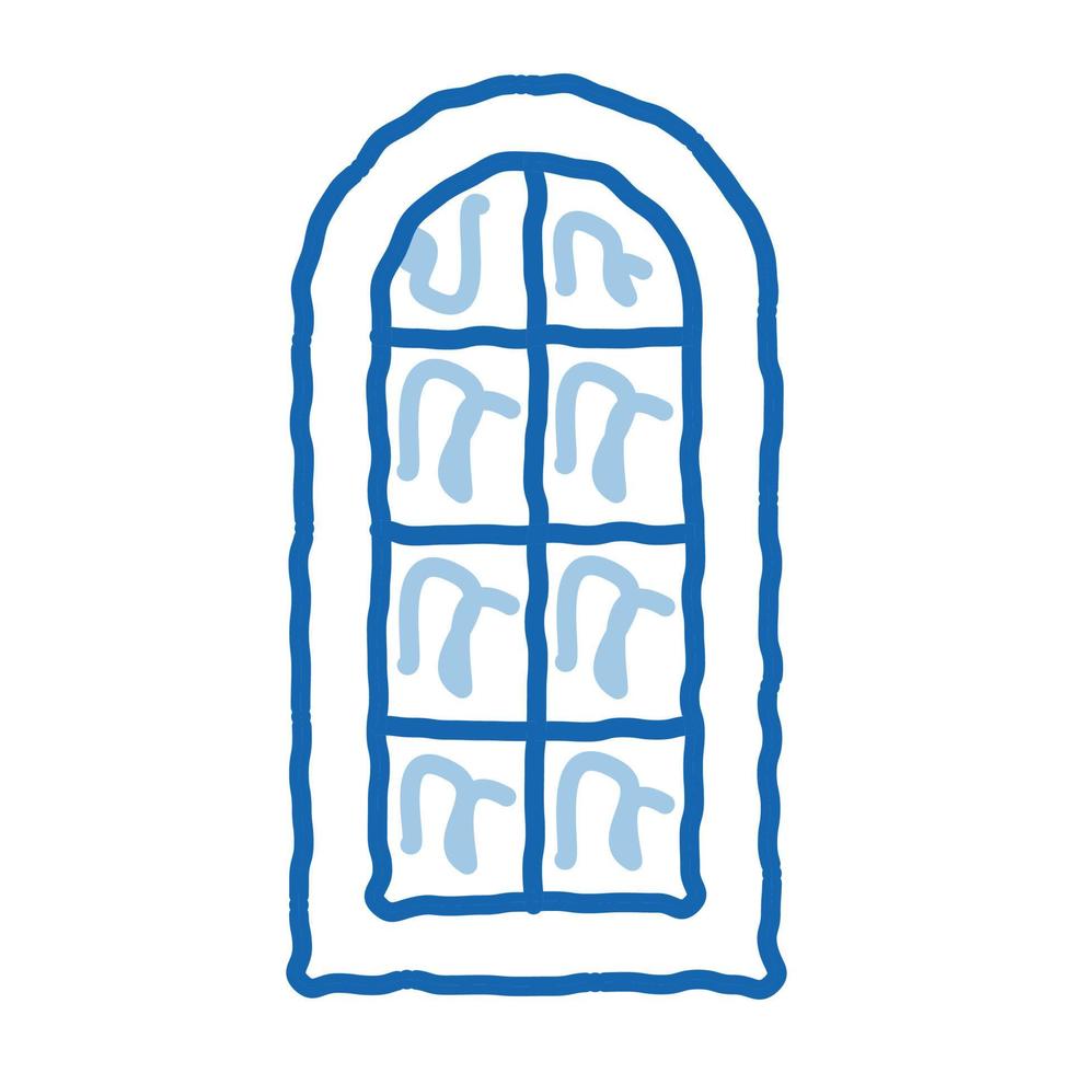arched window consisting of square glasses doodle icon hand drawn illustration vector