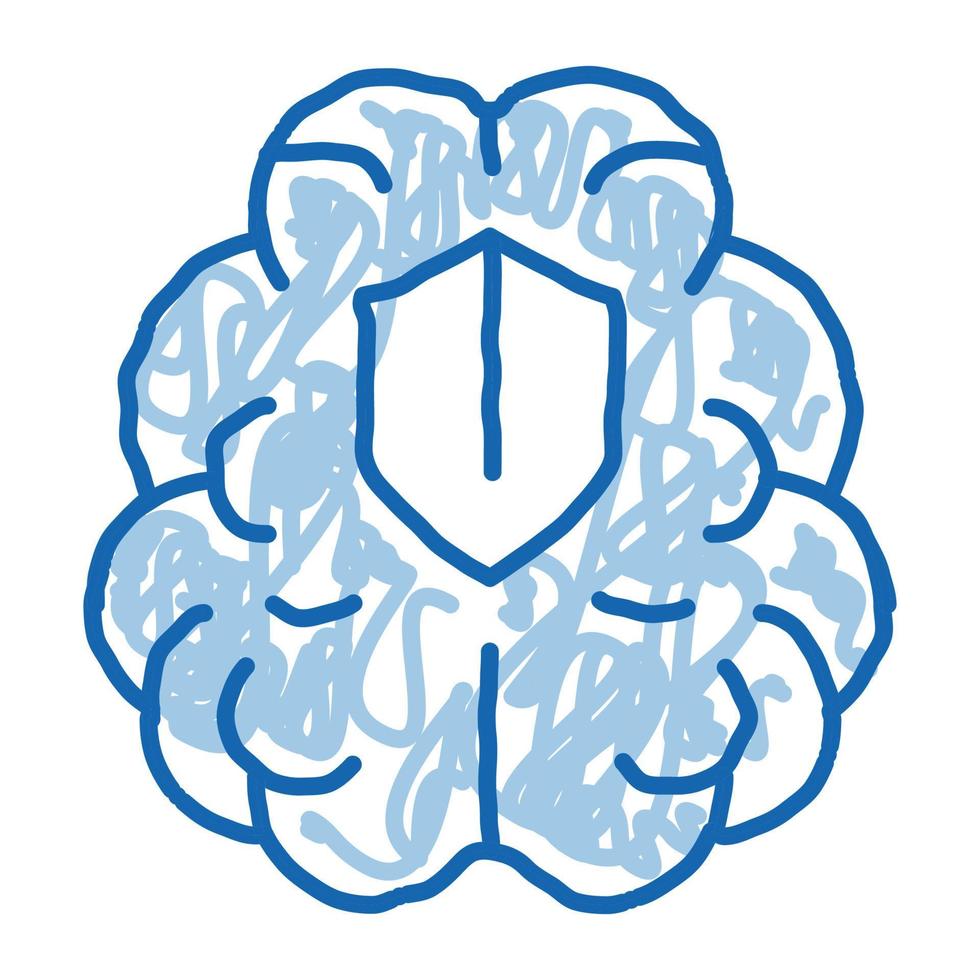 brain protection doodle icon hand drawn illustration vector