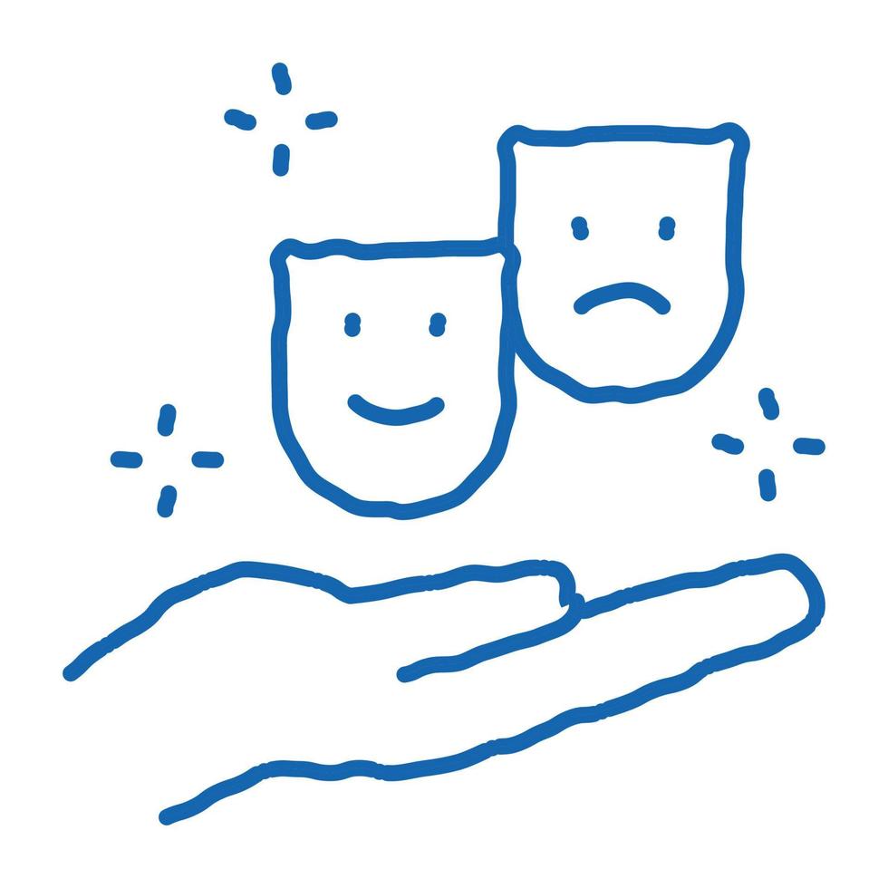masks of joy and sadness on hand doodle icon hand drawn illustration vector