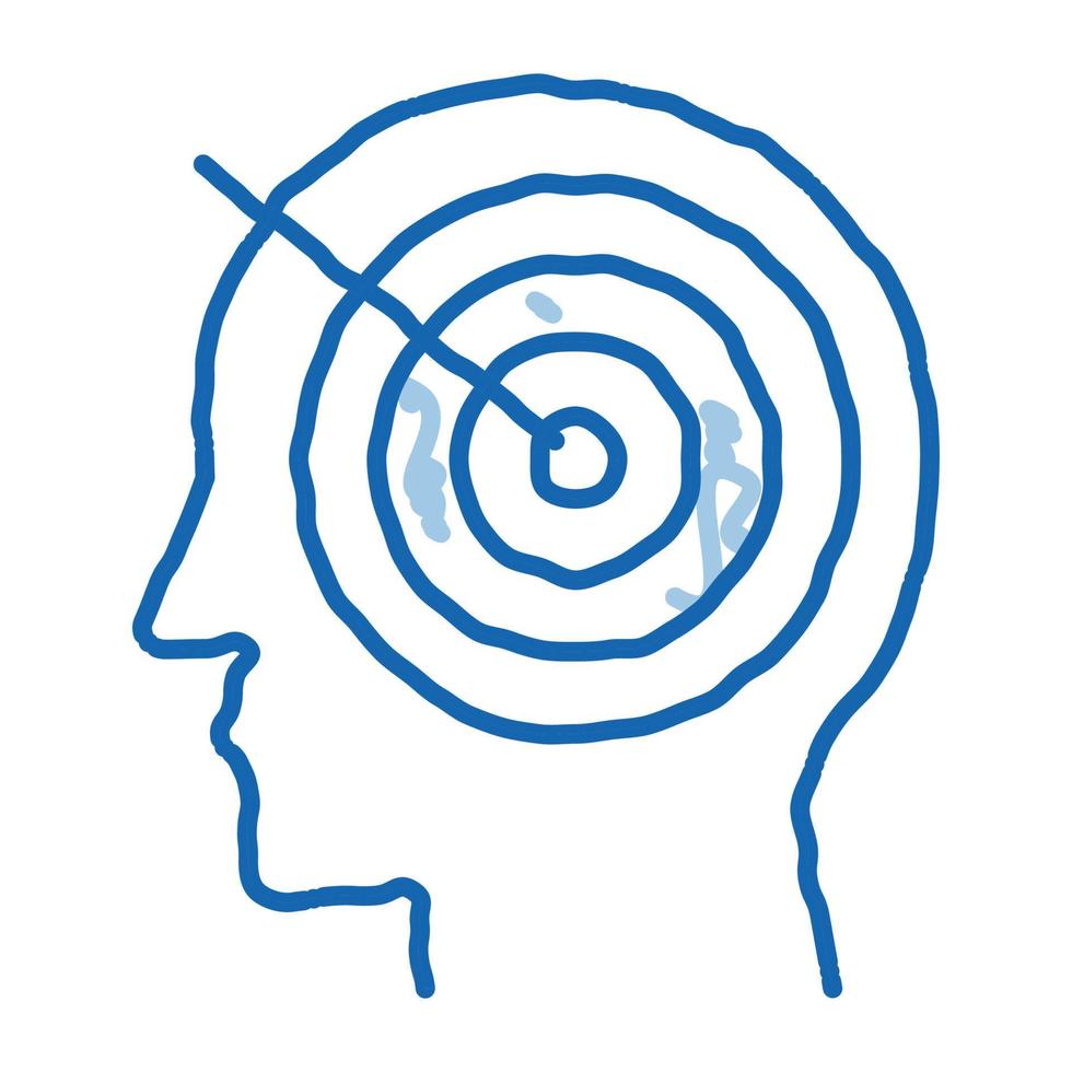 target to brain doodle icon hand drawn illustration vector