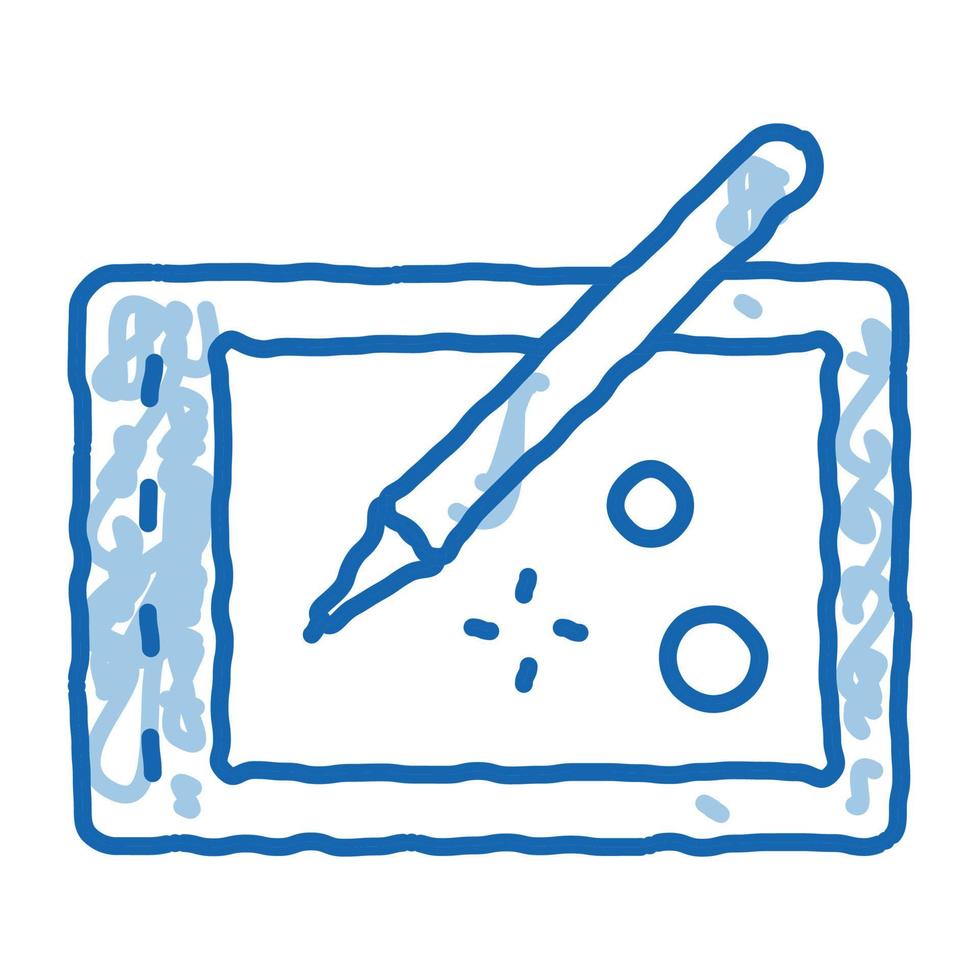 drawing on tablet doodle icon hand drawn illustration vector