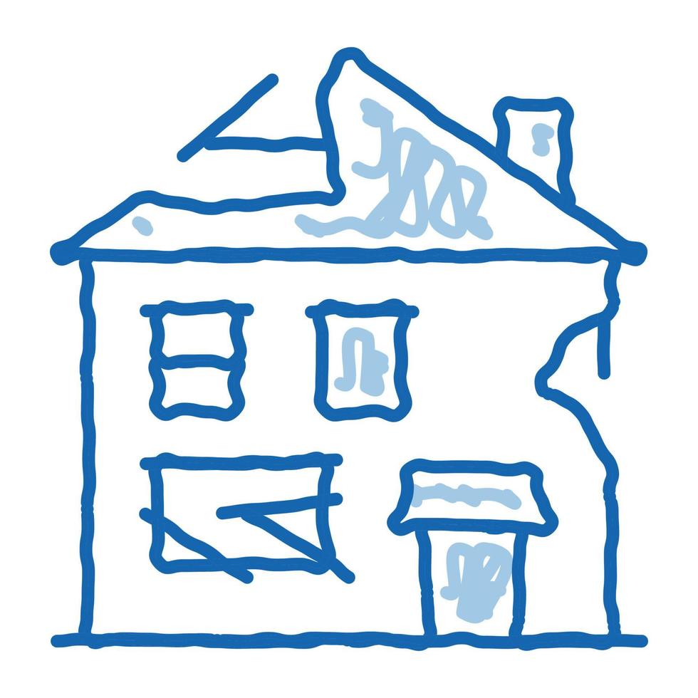 casa en ruinas doodle icono dibujado a mano ilustración vector