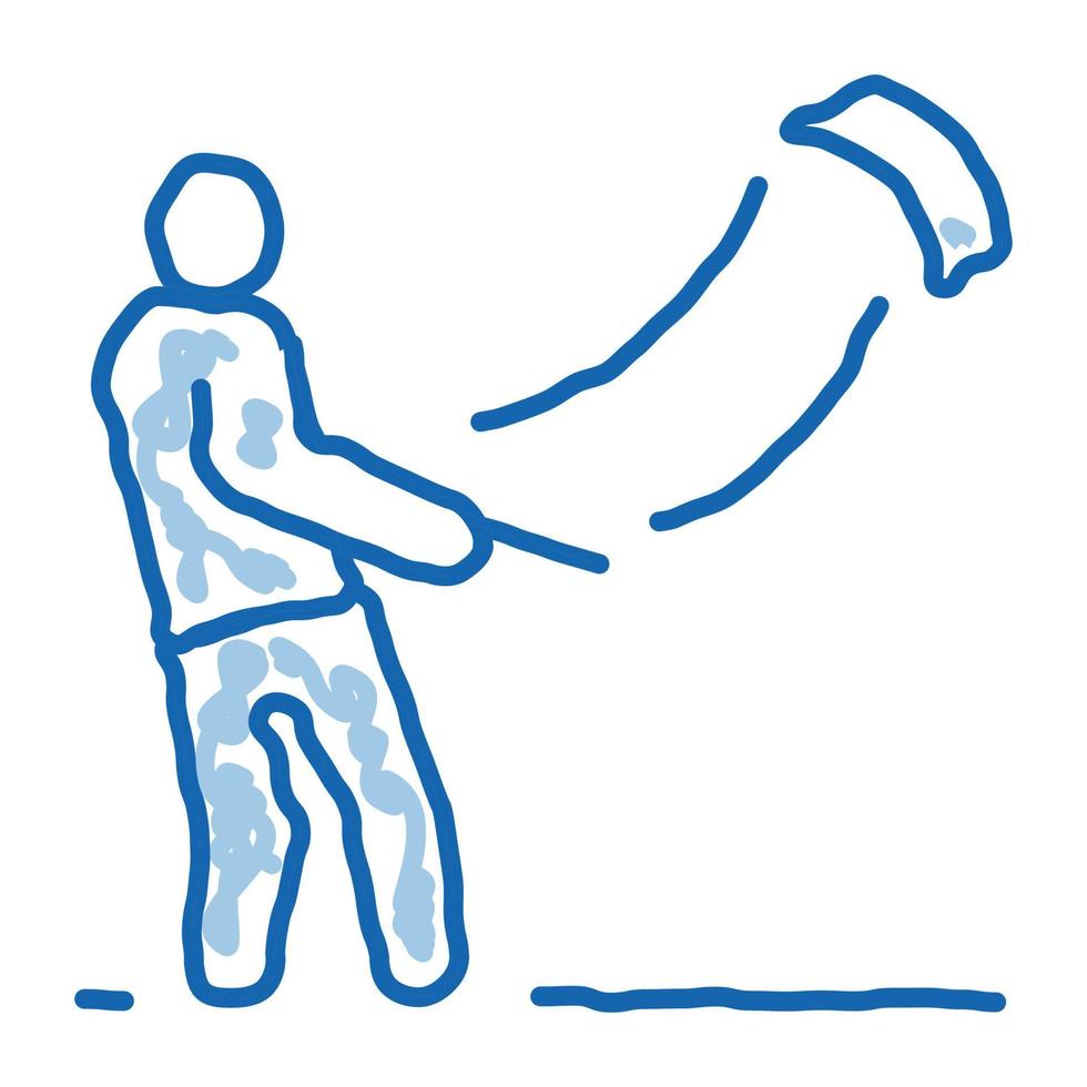 man with kite doodle icon hand drawn illustration vector
