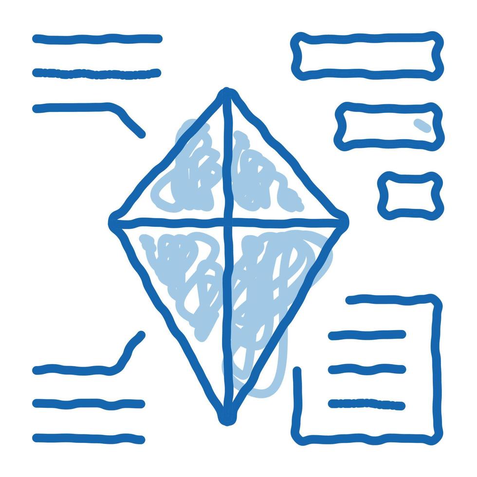 parsing kite doodle icon hand drawn illustration vector