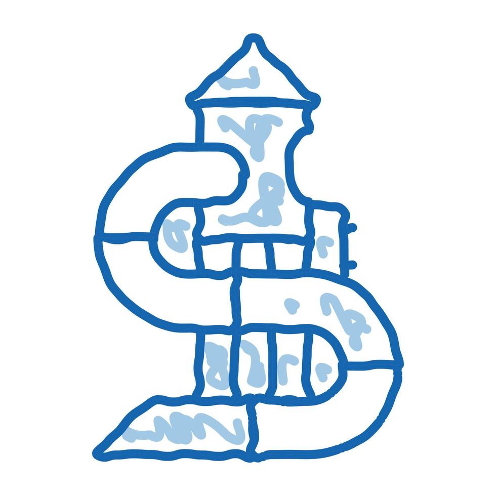 niños tobogán parque acuático doodle icono dibujado a mano ilustración vector