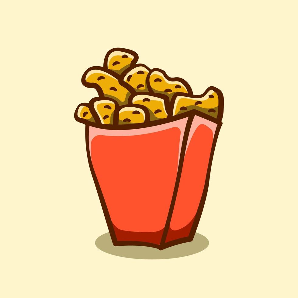 cartoon illustration concept of chicken nuggets in a box vector