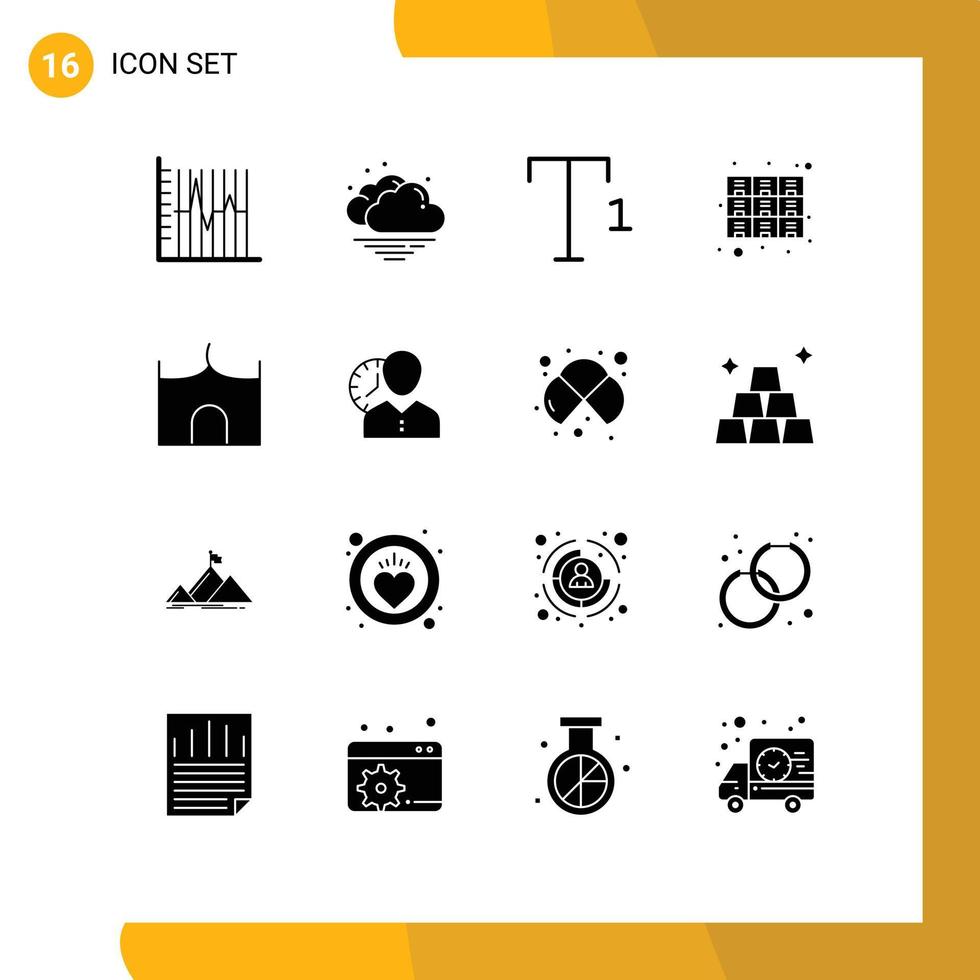 Set of 16 Modern UI Icons Symbols Signs for castle tower castle font rack furniture Editable Vector Design Elements