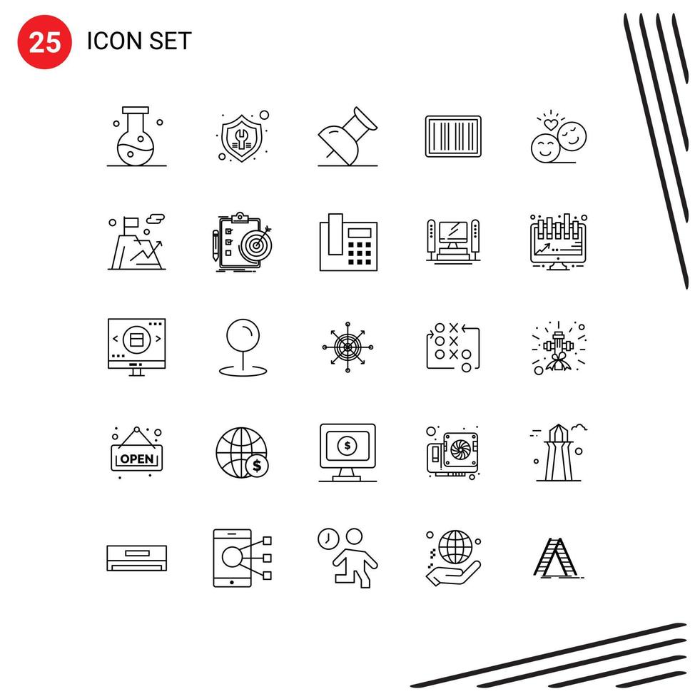 Set of 25 Modern UI Icons Symbols Signs for avatar shopping repair ecommerce barcode Editable Vector Design Elements