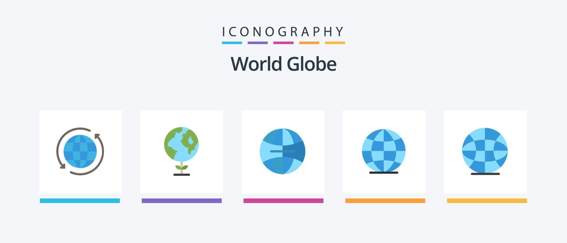 paquete de iconos de globo plano 5 que incluye. global. Internet. diseño de iconos creativos vector