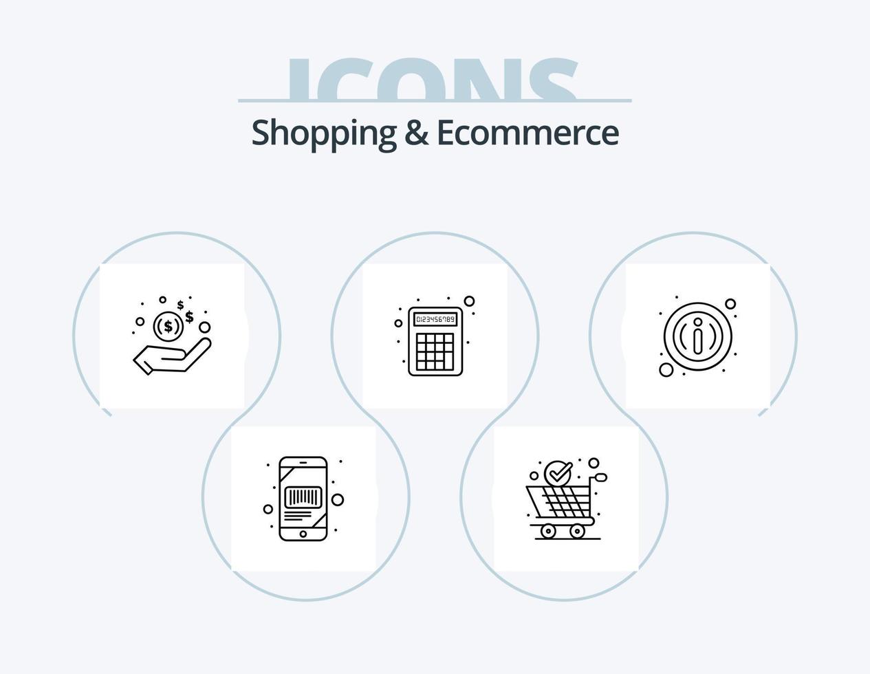 Shopping and Ecommerce Line Icon Pack 5 Icon Design. . sale. money. label. cart vector