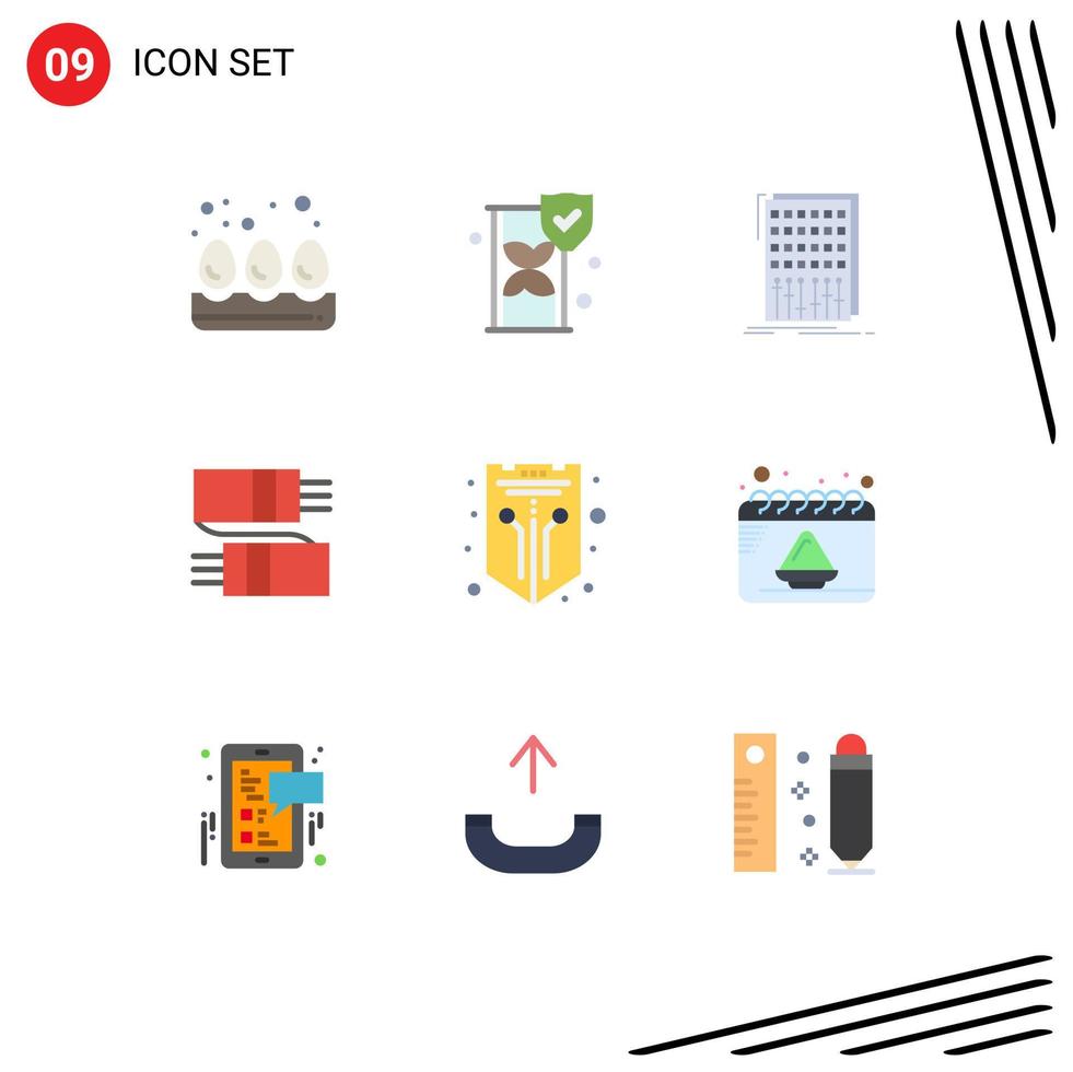 Mobile Interface Flat Color Set of 9 Pictograms of network scarf control fashion accessories Editable Vector Design Elements