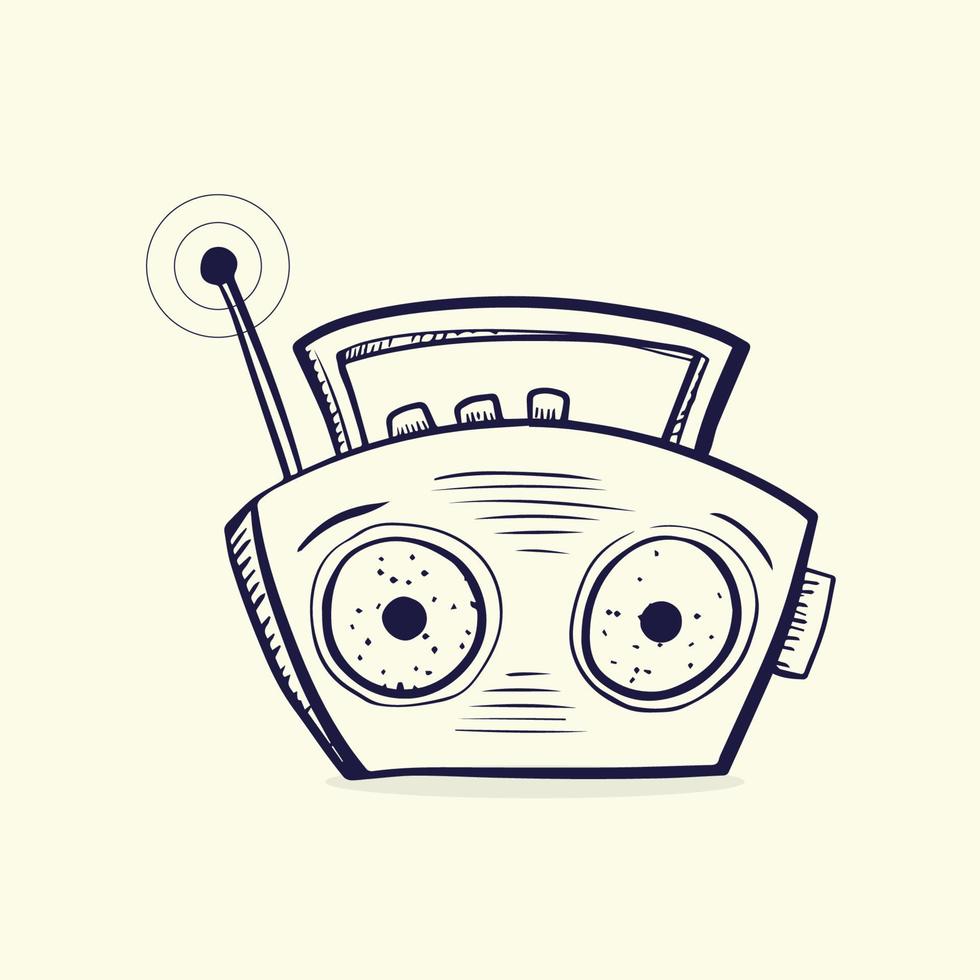 ilustración de vector de radio de arte de línea de estilo retro para el día mundial de la radio y la plantilla de redes sociales. icono de arte de línea de radio.