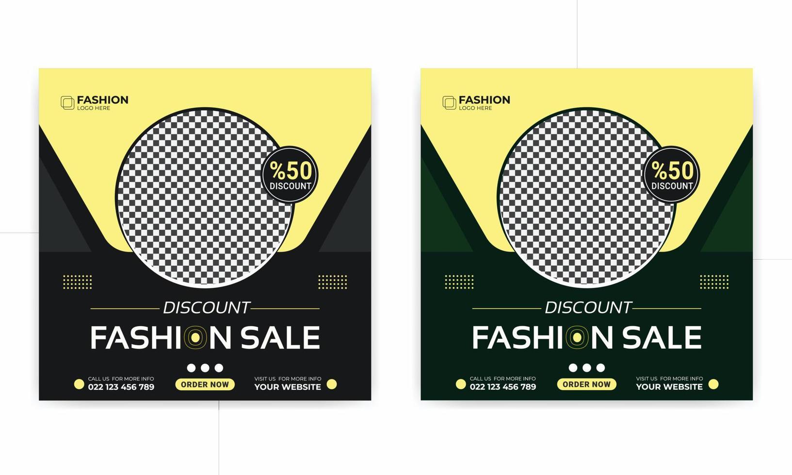 Fashion sale social media post template with discount and mega collection, Square banner Suitable for social media post. vector
