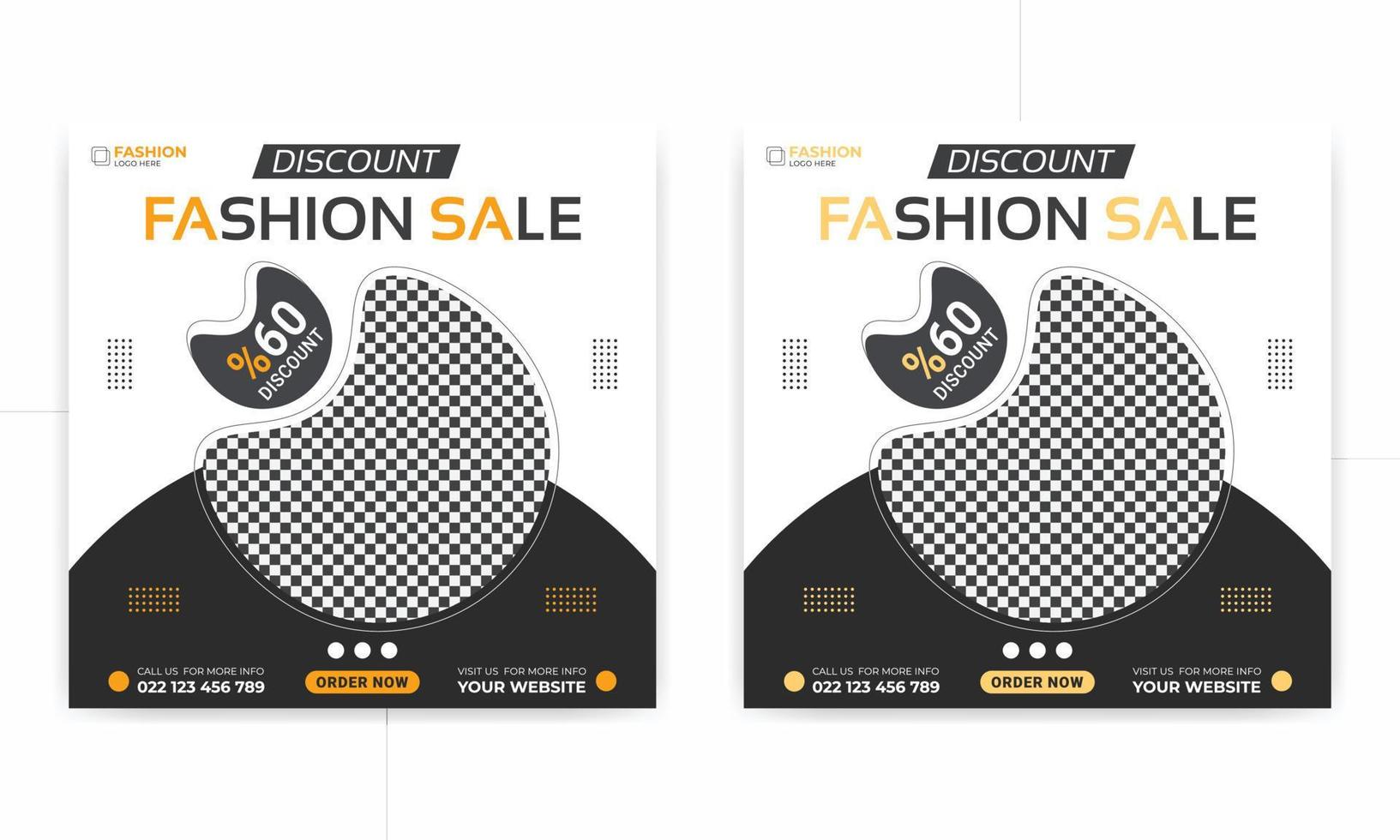 Fashion sale social media post template with discount and mega collection, Square banner Suitable for social media post. vector