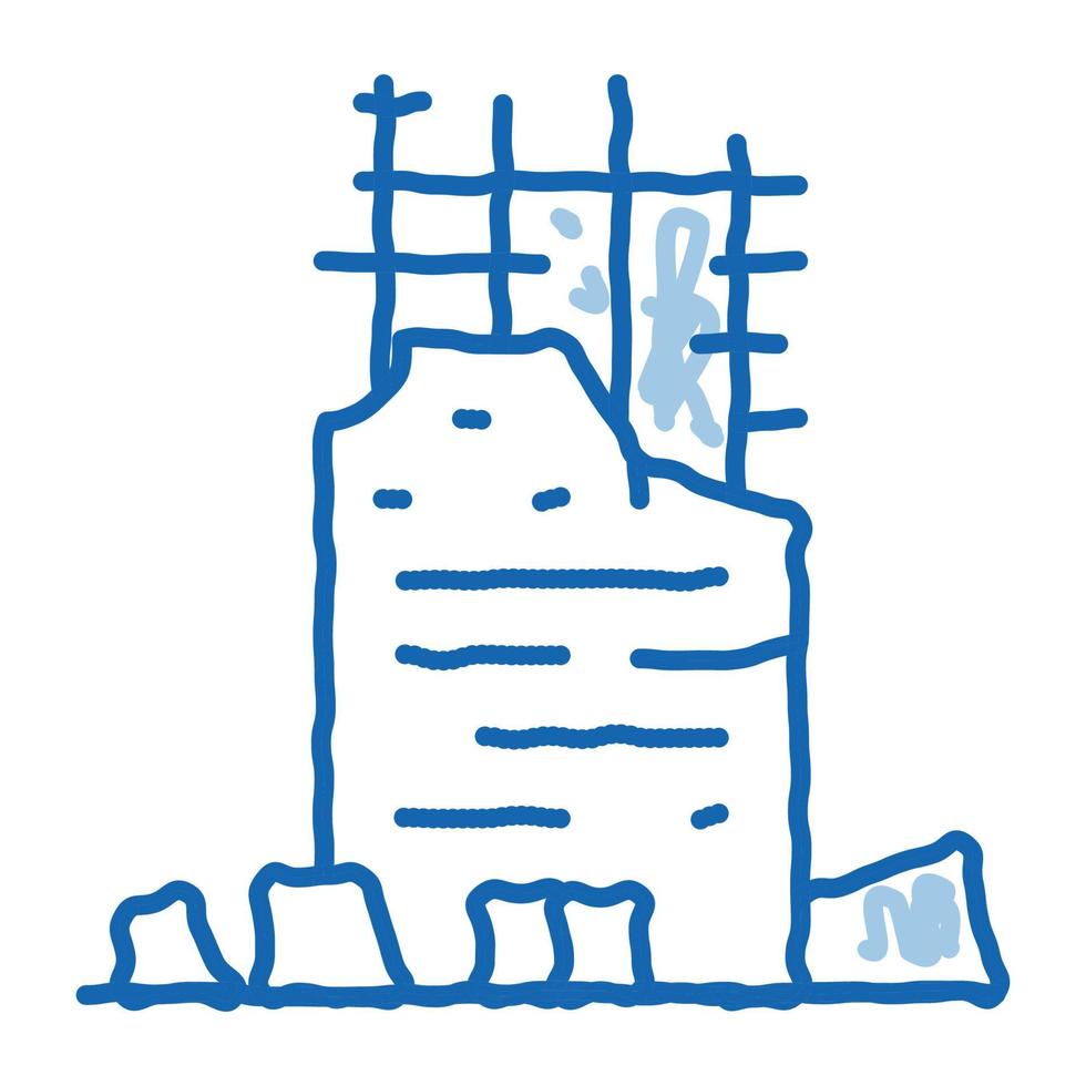 collapse of house to initial foundation doodle icon hand drawn illustration vector