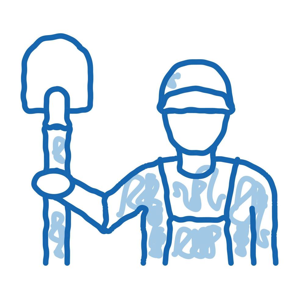pala trabajador doodle icono dibujado a mano ilustración vector