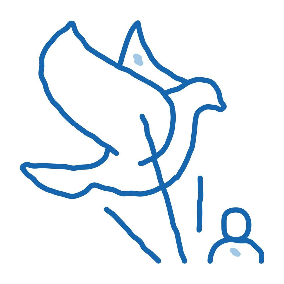man and air pigeon doodle icon hand drawn illustration vector