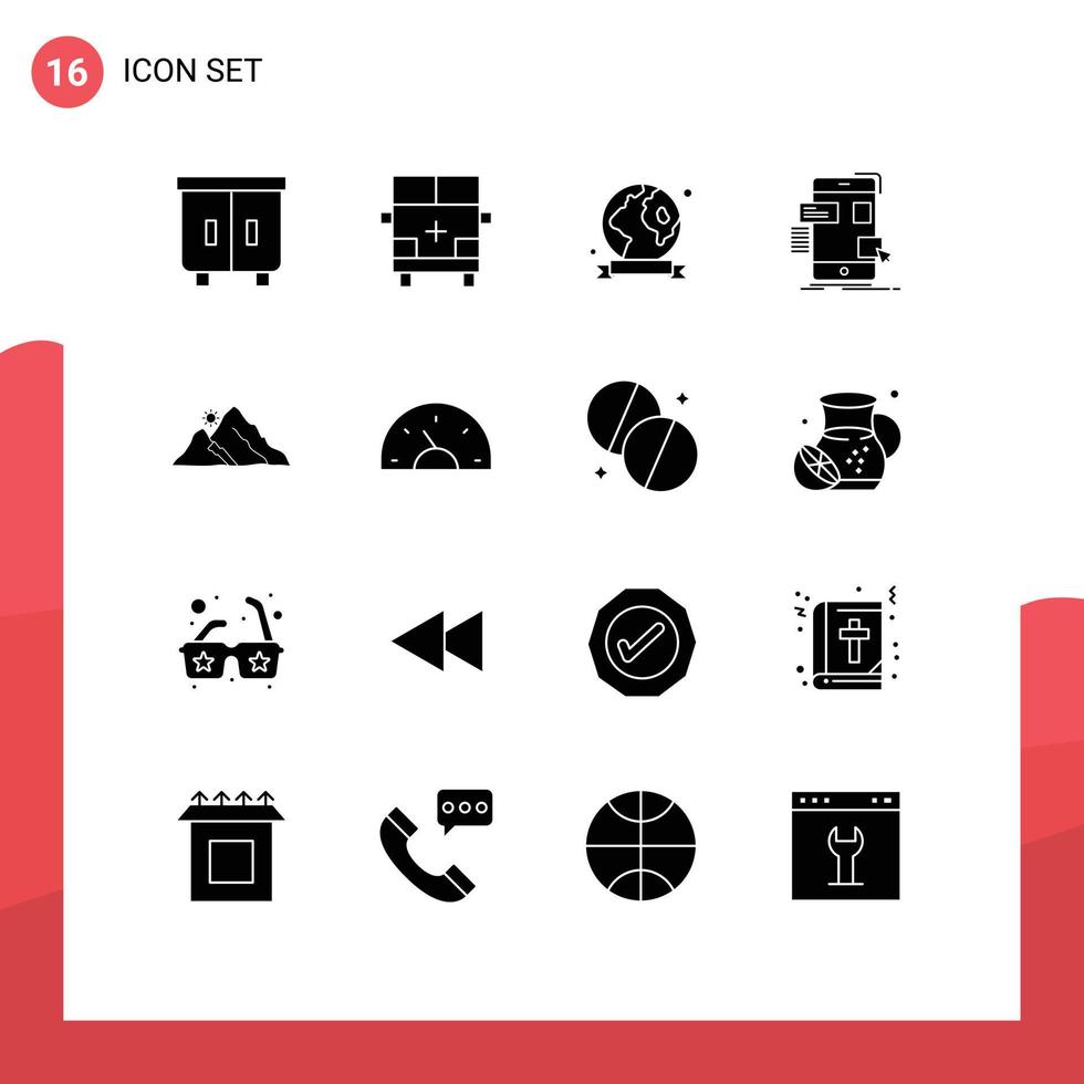 Set of 16 Modern UI Icons Symbols Signs for ux design vehicles mobile environment Editable Vector Design Elements