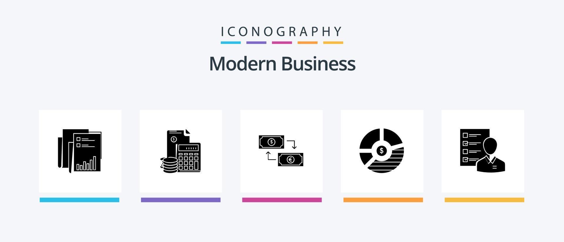 Modern Business Glyph 5 Icon Pack Including euro. business. accumulation. exchange. calculator. Creative Icons Design vector