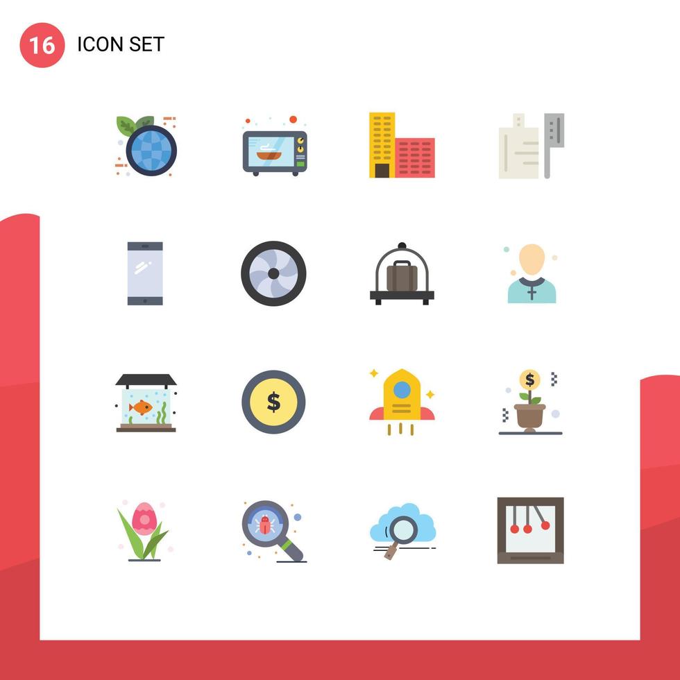 Modern Set of 16 Flat Colors Pictograph of car huawei construction mobile phone Editable Pack of Creative Vector Design Elements