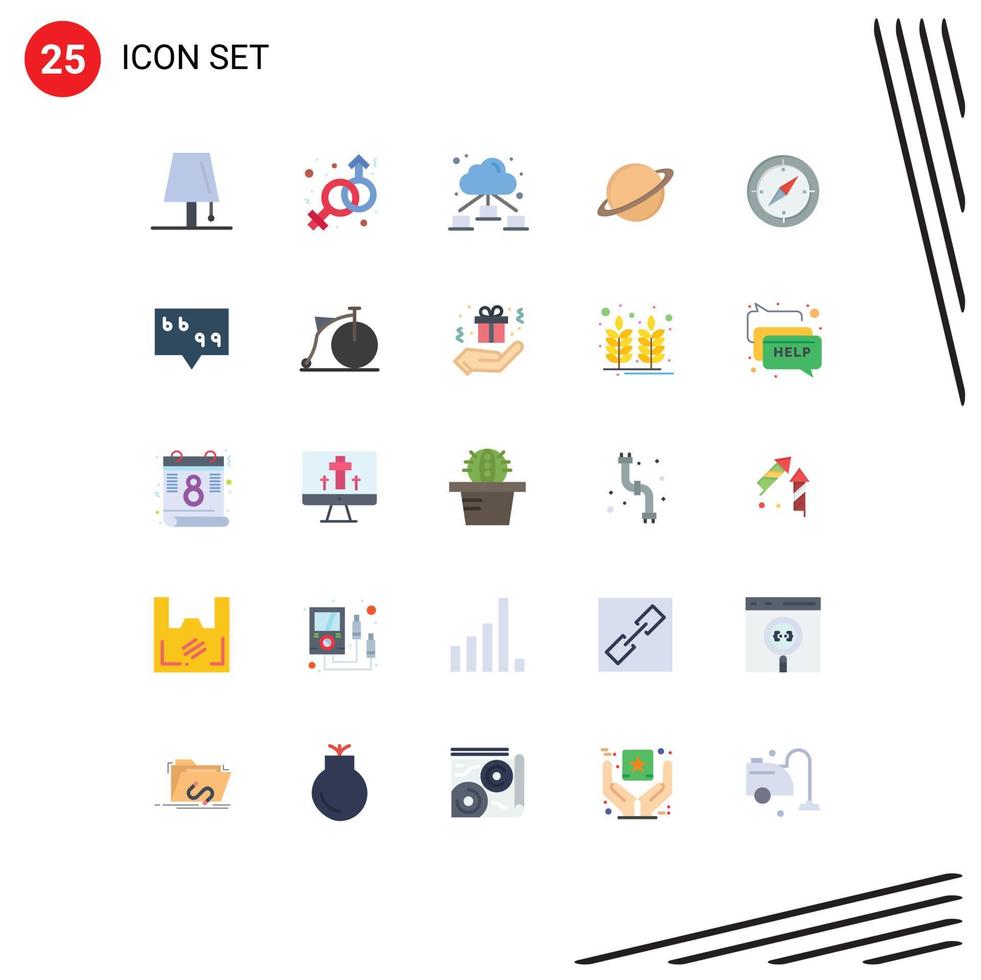 Set of 25 Modern UI Icons Symbols Signs for navigation flag venus moon planet Editable Vector Design Elements