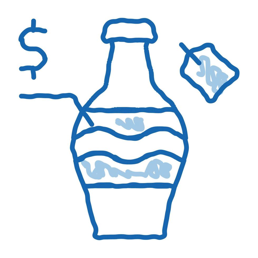 auction sale bottle doodle icon hand drawn illustration vector