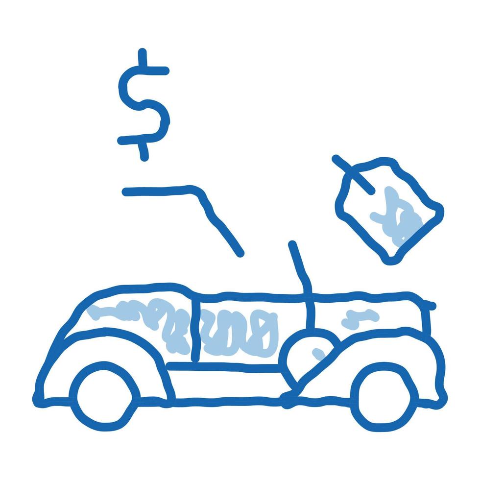 car for auction doodle icon hand drawn illustration vector