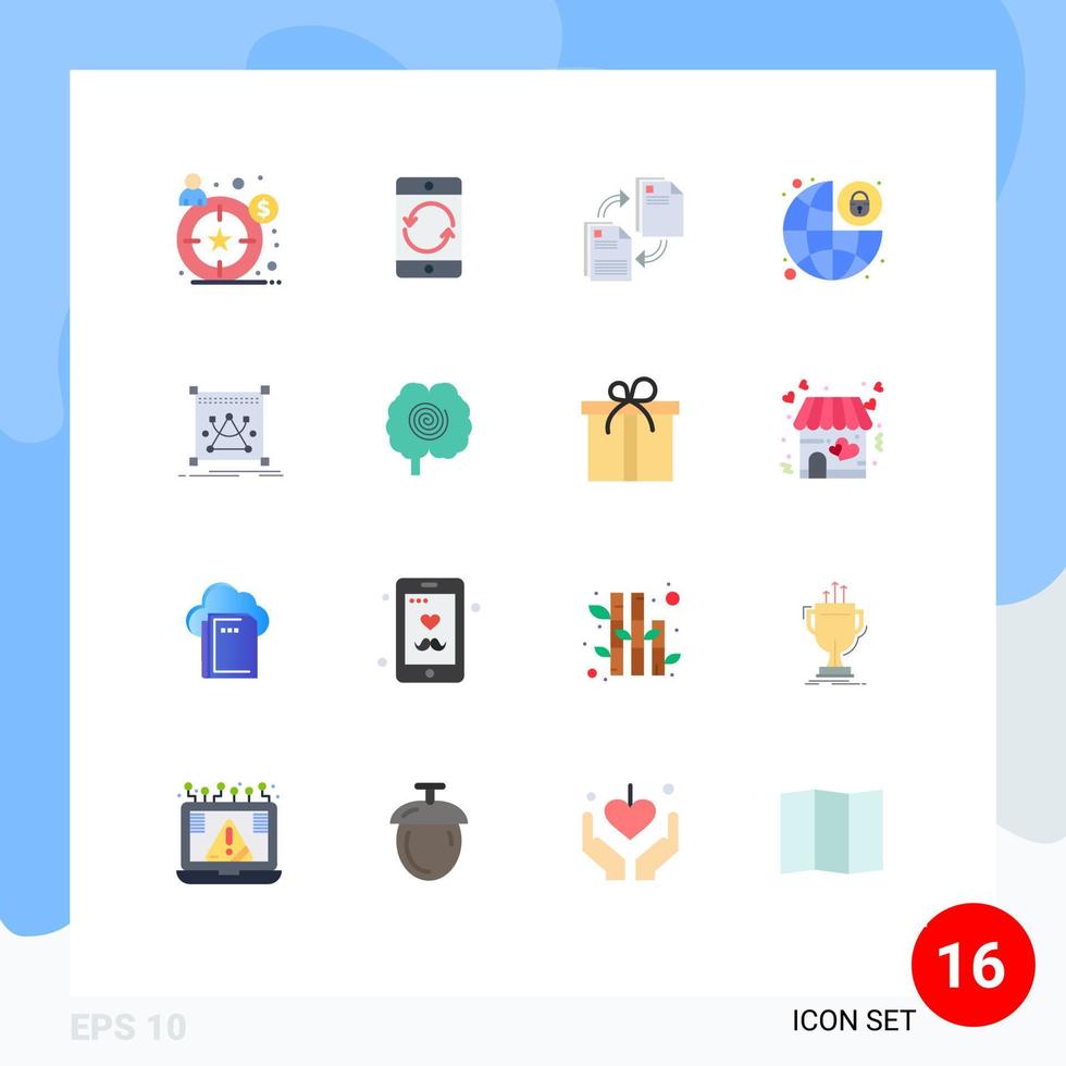 Set of 16 Modern UI Icons Symbols Signs for edit padlock sharing lock copying Editable Pack of Creative Vector Design Elements