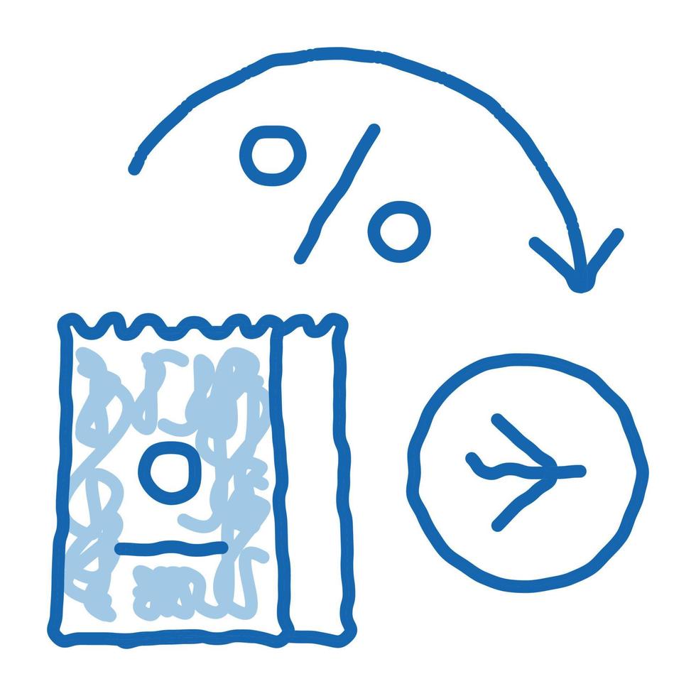 llevar comida de la tienda libre de impuestos al avión doodle icono dibujado a mano ilustración vector