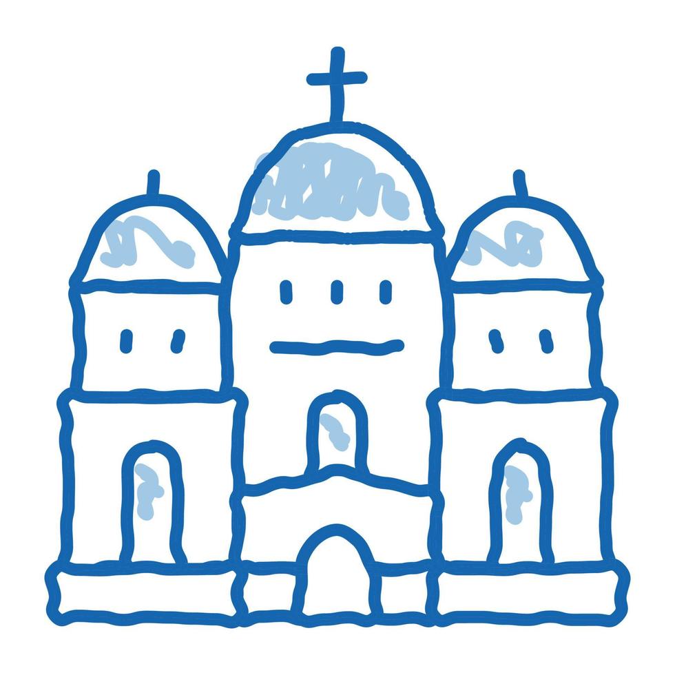 christian temple with domes doodle icon hand drawn illustration vector